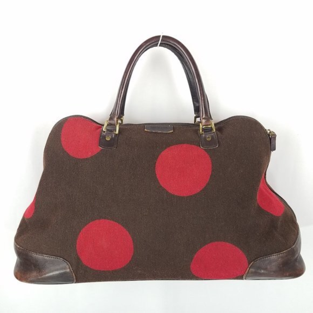 hartmann bag brown‎ wool/leather RED POLKA DOT lux collection weekender/c…